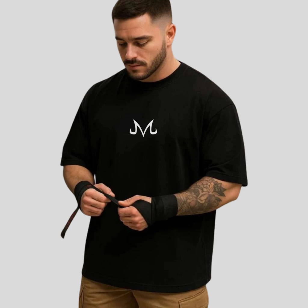 Camiseta Camisa Oversized Vegeta MajinBoo Musculação Premium 100% Algodão Streetwear Treino Academia - Imagem 3