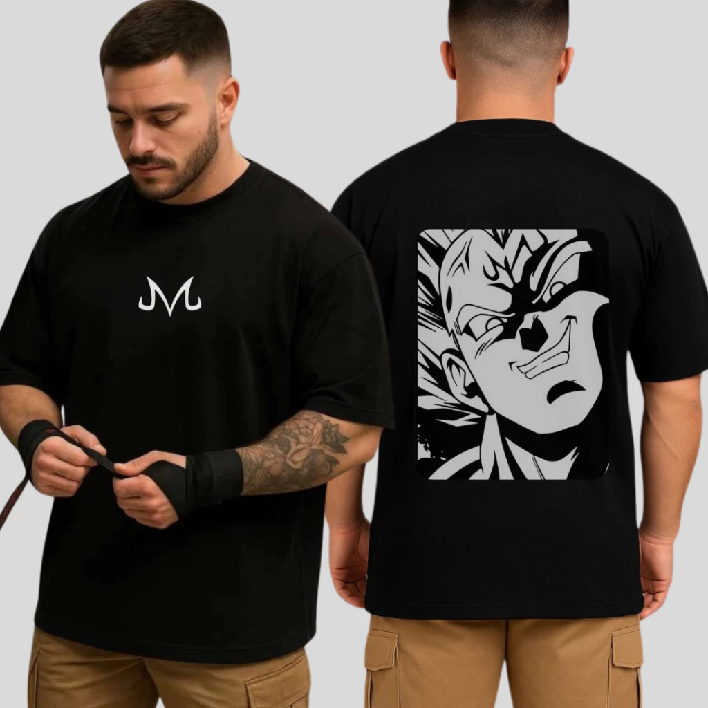 Camiseta Camisa Oversized Vegeta MajinBoo Musculação Premium 100% Algodão Streetwear Treino Academia - Imagem 7