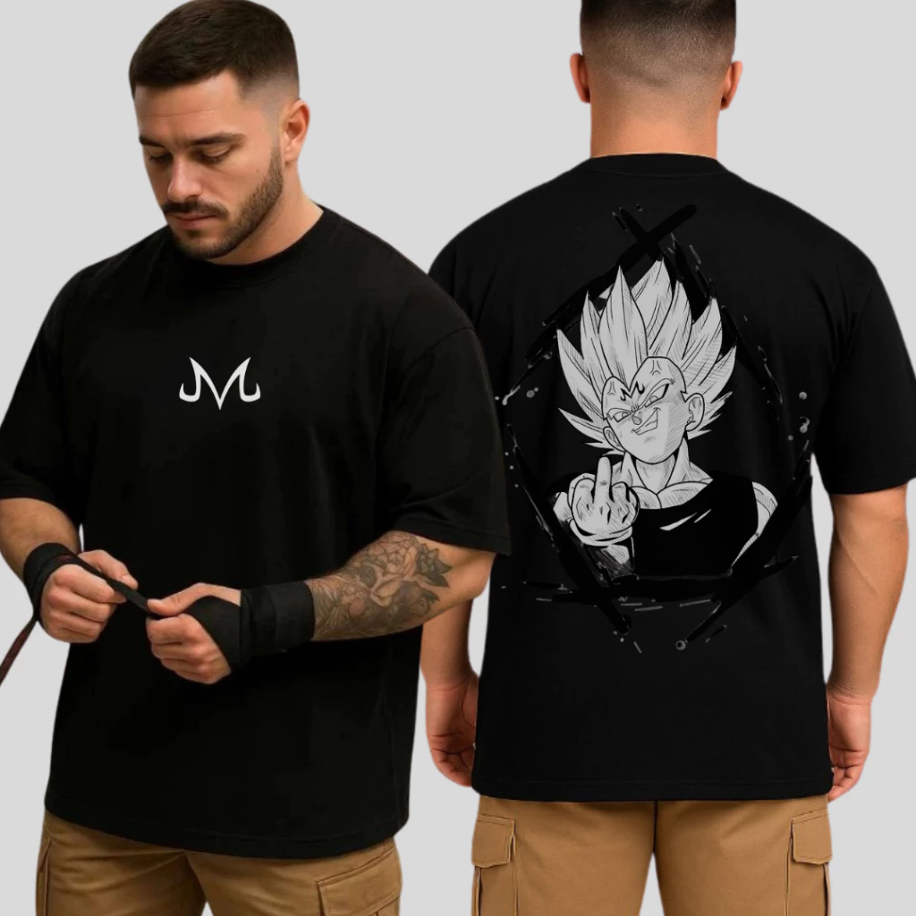 Camiseta Camisa Oversized Vegeta MajinBoo Musculação Premium 100% Algodão Streetwear Treino Academia - Imagem 9