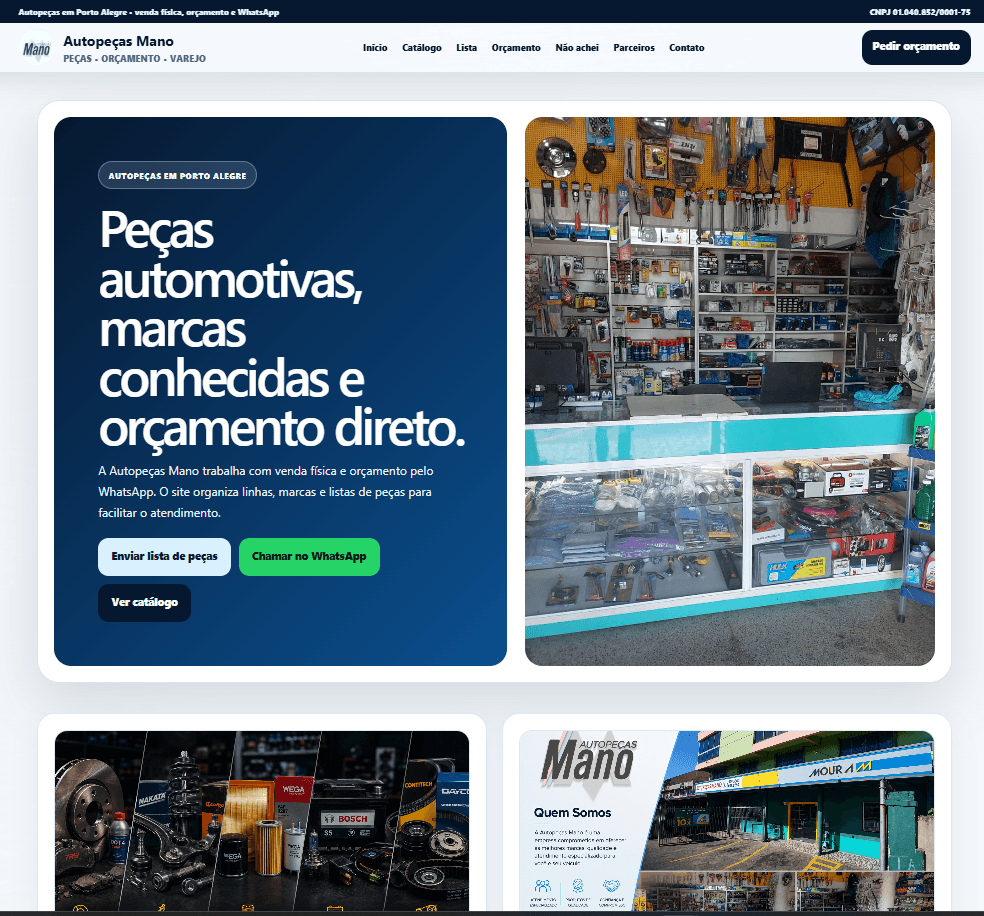 Site de Autopeças para Orçamentos